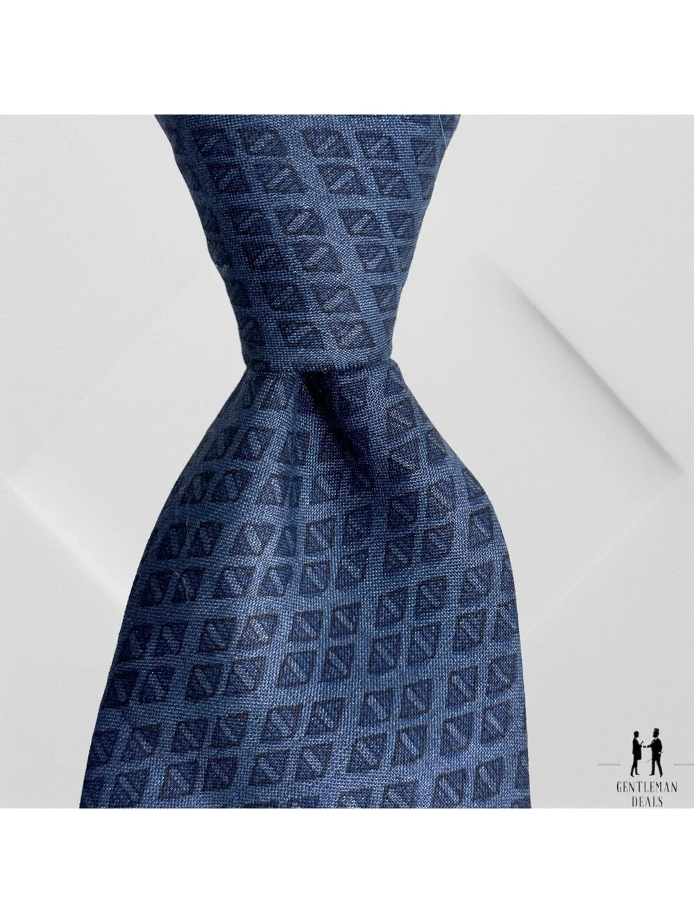 Fabindia Mens Neck Tie Blue Geometrics Soft Smooth Silk tie Long 60x4